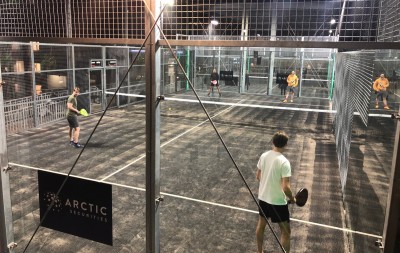 swedish padel players playing on a FieldTurf padel court